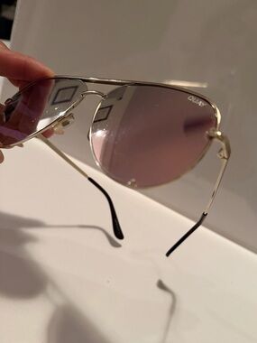 Quay Australia Gold Frame Aviator Sunglasses with Gold Lenses